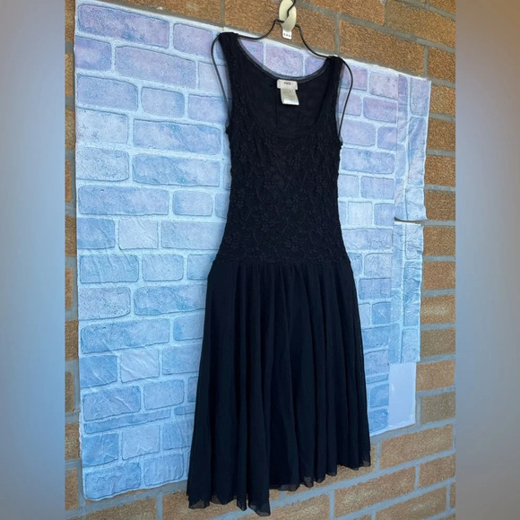 Fuzzi Jean Paul guiltier Black Lace Tulle Mesh Fit Flare Stretch dress small - Picture 7 of 13